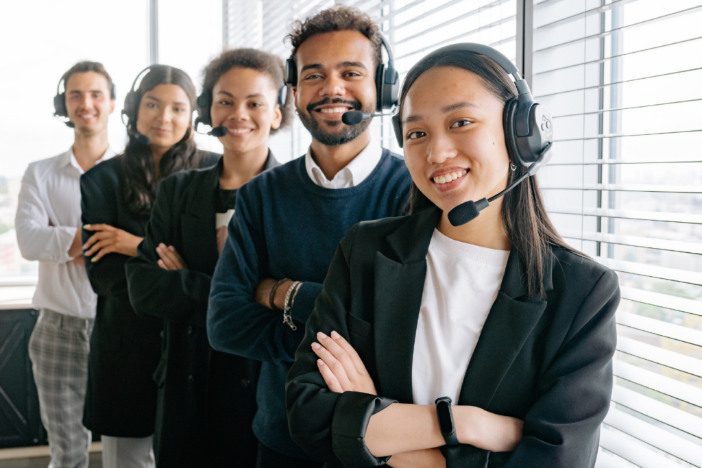 Happy Agents Looking at Camera