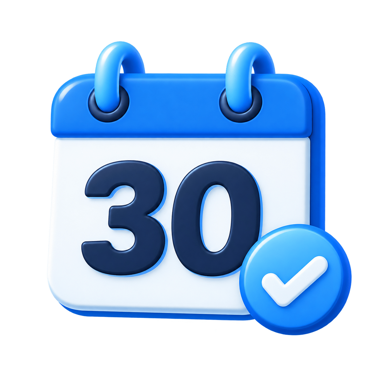 Calendar showing a 30-day GoHighLevel free trial with a confirmation checkmark.