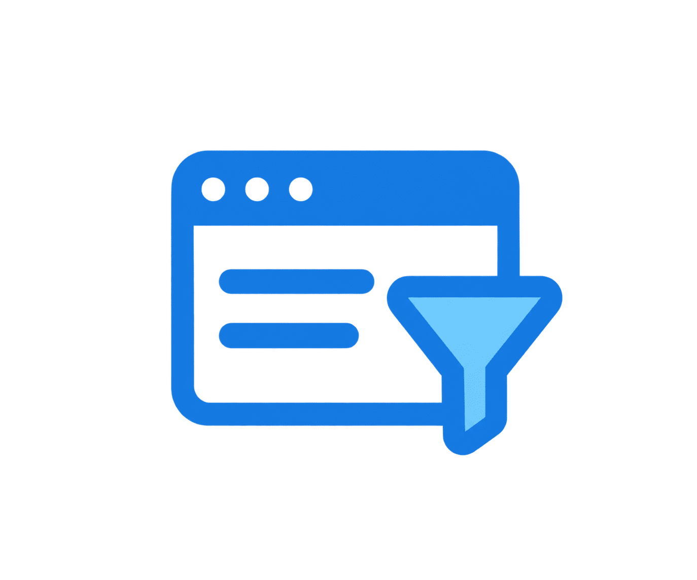 Browser window and funnel representing GoHighLevel websites and lead funnels.