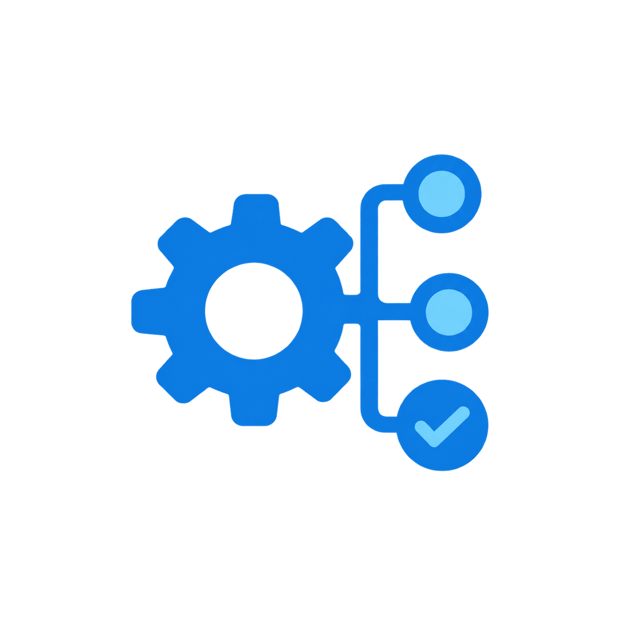 Gear and connected workflow steps representing GoHighLevel business automation.